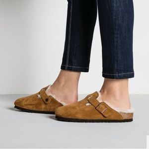 Birkenstock Boston Shearling Suede Leather Clog